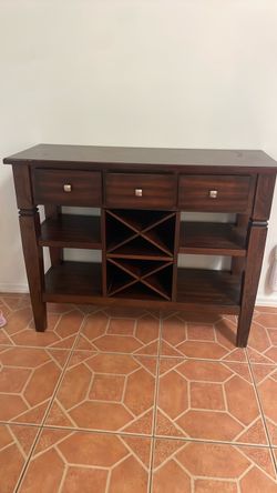 Dark Wood Buffet Sideboard with Wine Rack