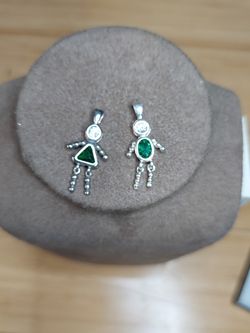 SILVER MAY BABY BOY GIRL EMERAL STONE CHARM PENDANT 