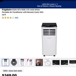 Frigidaire 8000 BTU  White Portable Air Conditioner with Remote Cools 350
