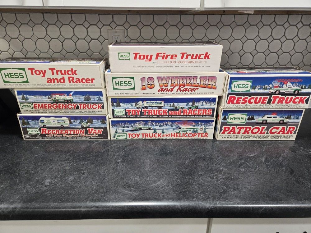 Lot Of 9 Hess Large Toy Vehicles Never Used And In Original Boxes 1(contact info removed)
