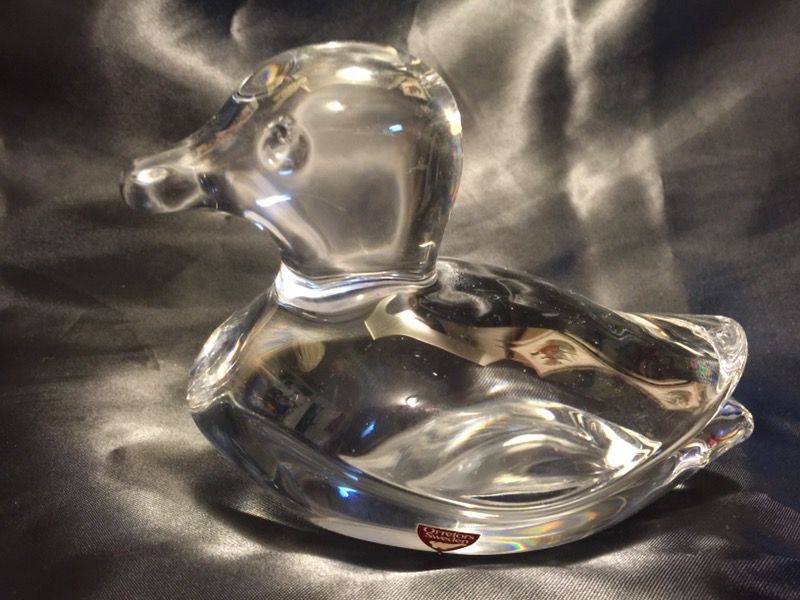 Crystal Duck Paperweight by Orrefors Sweden