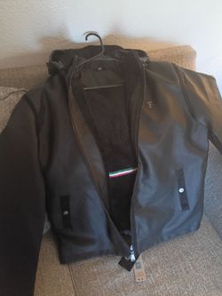 F Collections black leather jacket