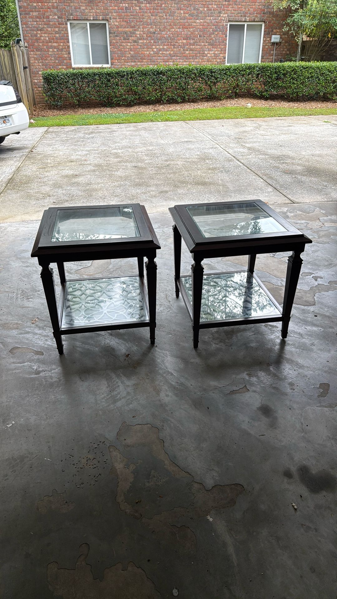 End Tables (Wood and Glass)