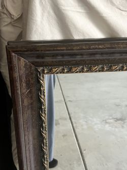 Large Mirror Dark Wood/gold Floral Accents