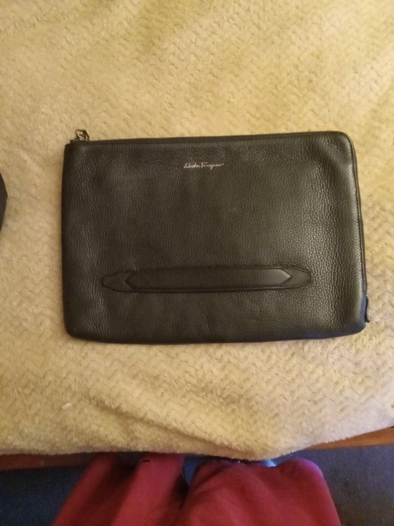 Salvatore Ferragamo Black Italian Leather Document Bag