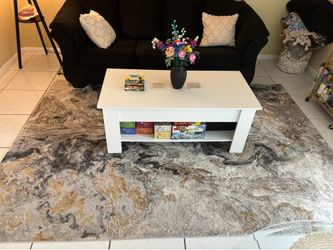 Black marble swirl rug