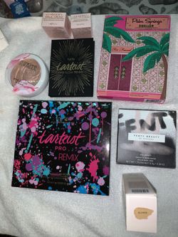 Too faced Palm Springs pallete brand new $26.50 Tarte pro flotó go swatched $16 Tarte pallete $26 Physicians formula highlighter $14 Fenty trophy wif