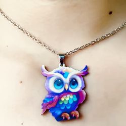 Colorful Acrylic Owl Necklace