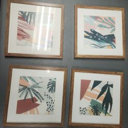 4 Pack Abstract Plant Wall Art for Room, Bedroom, Home Decor art by hannah