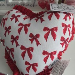 Heart Shaped Pillow Love Letters With Red Ruffles 