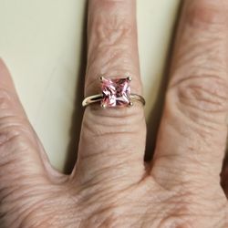 Sterling Silver Pretty Pink CZ Ring Sizes 7 & 8 