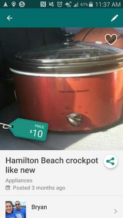 Hamilton Beach crock pot like new