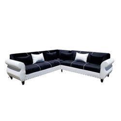 BRAND NEW 9X9FT SECTIONAL COUCHES,  BLACK FABRIC COMBO. CUSTOM MADE AVAILABLE