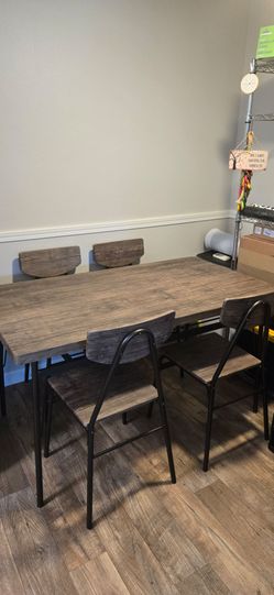 5 Piece Dining Table Set, Kitchen Table Chairs Set with Dinner Table, Storage Rack, Metal Frame, Space-Saving Dinette Set