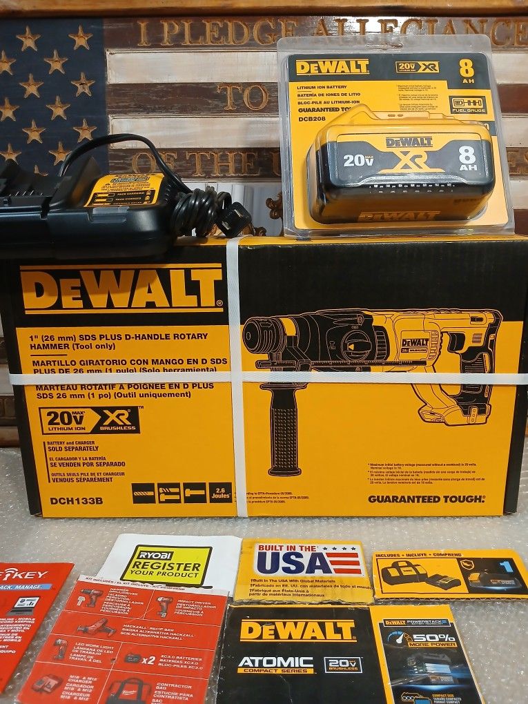 NEW DEWALT 20V XR SDS PLUS ROTARY HAMMER KIT