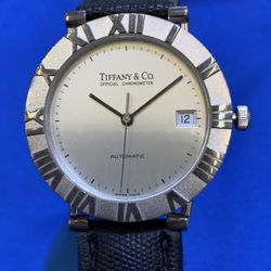 Tiffany & Co. Atlas 36mm Sterling Silver Automatic Watch 