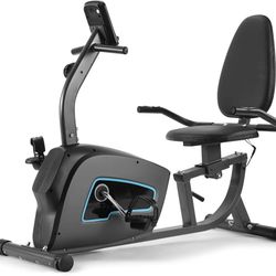   Recumbent Exercise Bike for Home Stationary Bike Sturdy Quiet 8 Levels Exercise Bike Large Comfortable Seat Heart Rate Handle & Device Hold