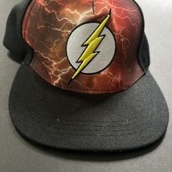 The Flash Six Flags Snap Back Hat Black and Red, Adjustable