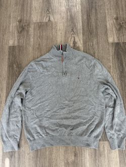 Tommy Hilfiger Mens Quarter-Zip Sweater - Gray, Size L