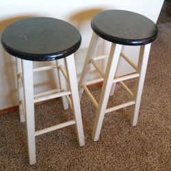 Pair of bar stools Black Tops 12.5" diameter 29" tall