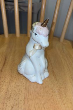 Ceramic Unicorn Figurine with Gold Horn
