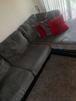 2-Piece Gray & Black Sectional Couch – $350 OBO