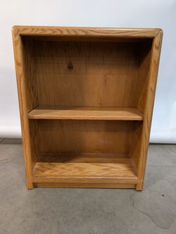 Sturdy Oak Tone Two-Shelf Bookcase with Rounded Edges