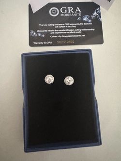 GRA Moissanite Halo Stud Earrings