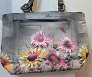 Anuschka Hand-Painted Genuine Leather Tote Bag, 17x 12"