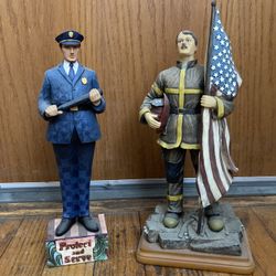 Police And Fire Statuettes
