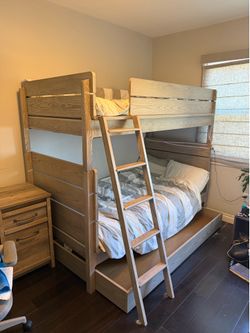 Crate & Barrel Kids Wrightwood Bedroom Set – Bunk Bed with Trundle + 9-Drawer Dresser