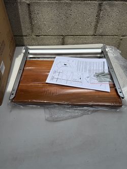 Teak Wood Aluminum Silver Shower Seat 18”