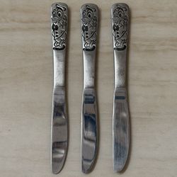 3pc Walt Disney DONALD Duck Youth Knife Set Bonny 6 7/8” Stainless Solid Japan