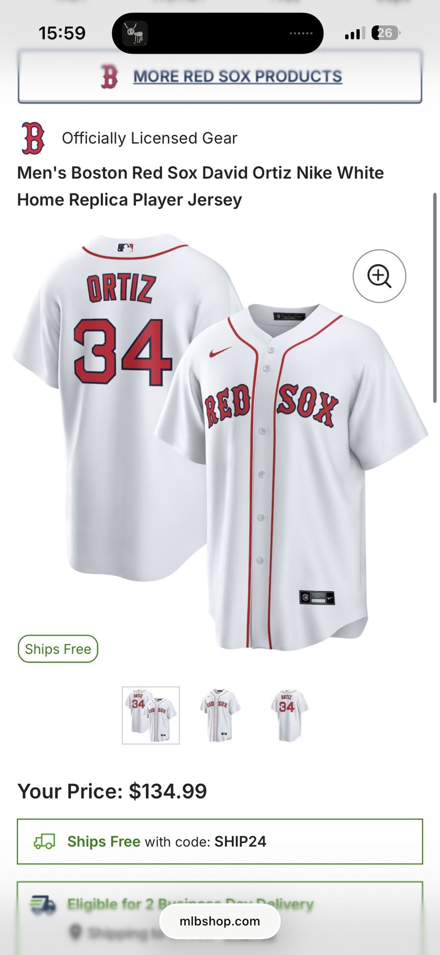 Ortiz red socks jersey
