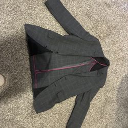 Psycho Bunny Mens Contemporary Fit Suit With Pant Grey Size 28R And Jacket 36R