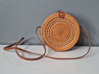 Round Rattan Bag for Women - Handmade Ata Wicker Woven Purse - Circle