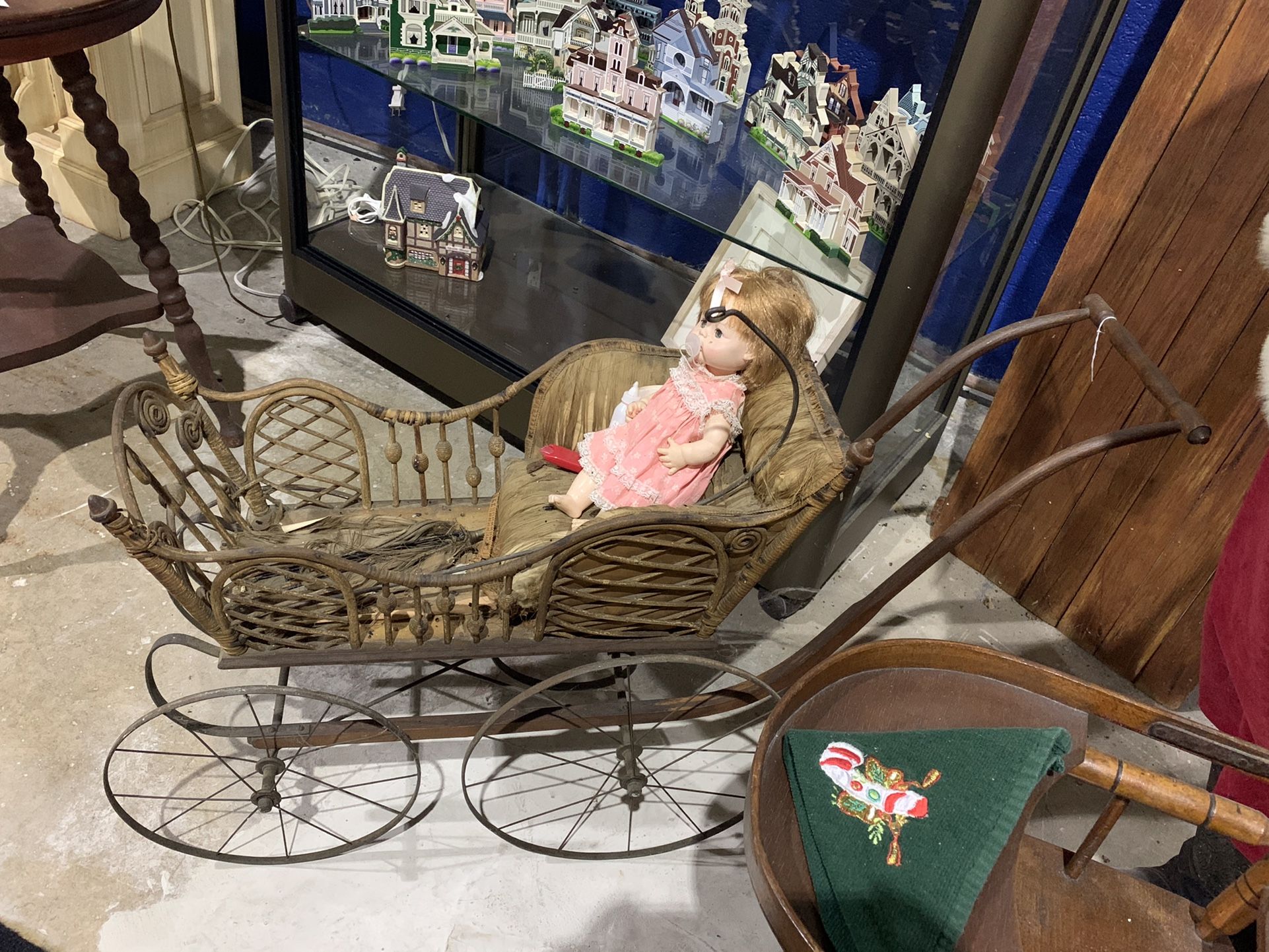 Antique Baby Doll Carriage Stroller Pram Buggy - See measurements