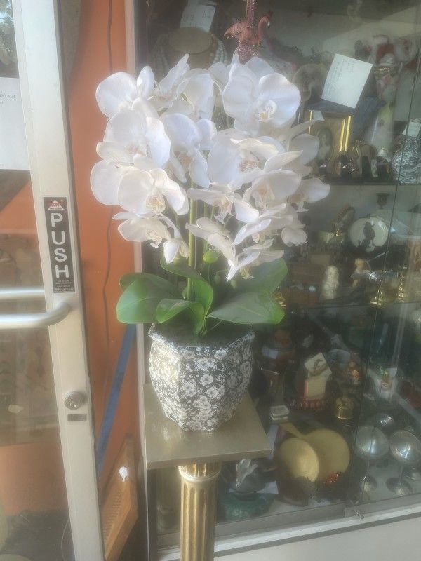 Orchid Silk Flower In Flower Pot Planter