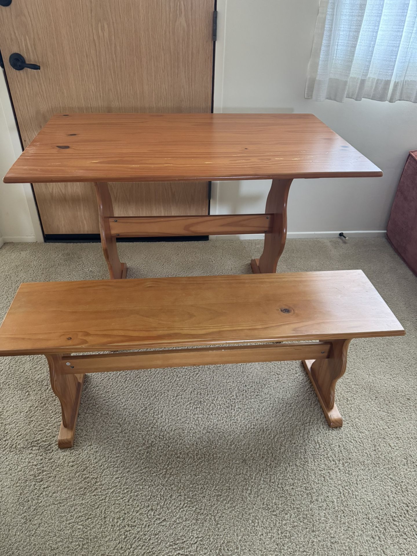 Wood Table & Bench From Breakfast Nook Set