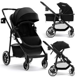 Infans Baby Stroller 2-in-1 Convertible, Black