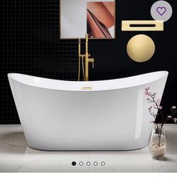 NEW WoodBridge 67” Freestanding Soaking Bathtub – Unused 