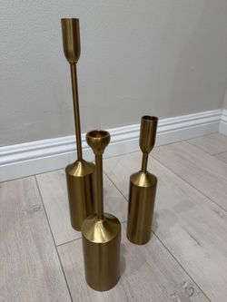 3 brass candle holders