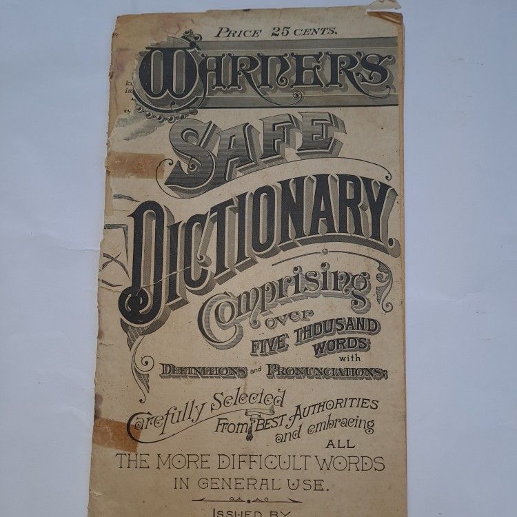 1889 Warner Safe Dictionary