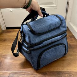 Large Capacity Leakproof Insulated Lunch Bag Reusable with Adjustable Strap Three Deck Lunch Box 18L Size Length 11", Width 8", Height 13"