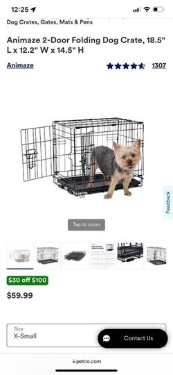 Animaze 2-Door Folding Dog Crate, 18.5" L x 12.2" W x 14.5" H