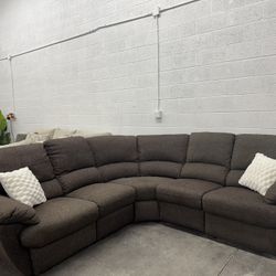Free Delivery* Brown Reclining Sectional Like New #SofaKingLV Couch Couches Grey Gray Sectional Recliners 