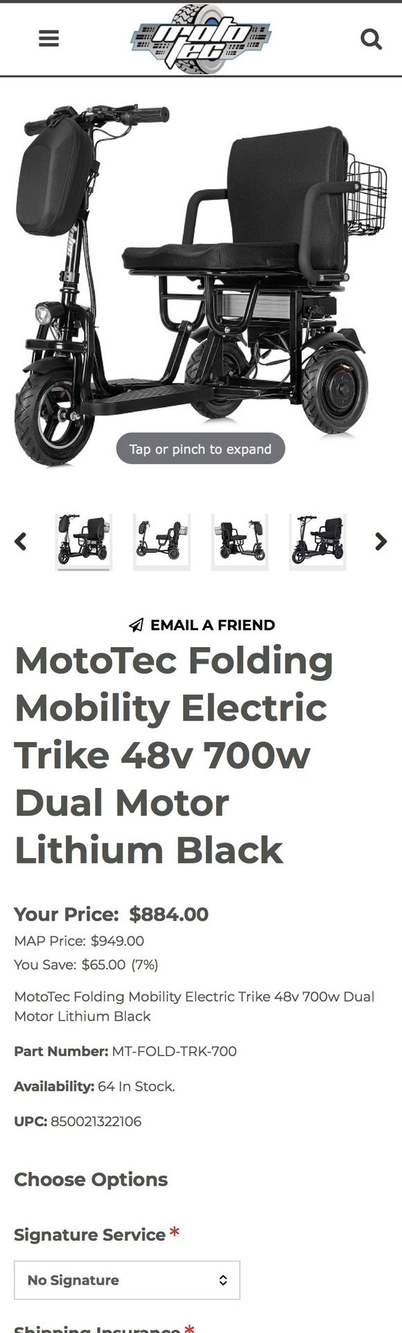 Electric Sit Down Mobility Scooter Foldable Trike E-bike 700w