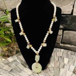 Pearl And Jade Elephant Necklace 