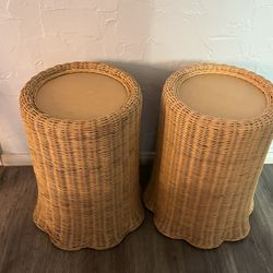 2 Scalloped Rattan Accent Table Threshold designed with Studio McGee 