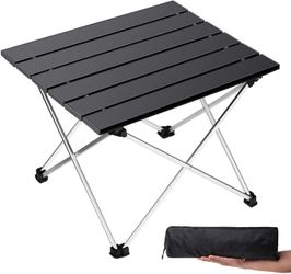 Grope Portable Camping Table Aluminum Folding (Black-S)